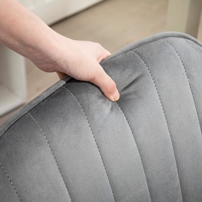 Height Adjustable Desk Chair Swivel Office Chair Home Office Chair with Backrest and Armrest Velvet Look Vanity Chair for Study, Gray