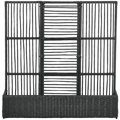 Raised Bed with Trellis in Rattan-Style Planter Box with Trellis for Climbing Plants Flower Box Flower Bed Plant Pot Trellis for Garden, Balcony, 103 x 103 x 29 cm Black