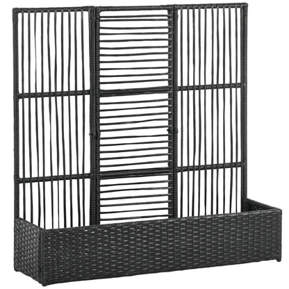 Raised Bed with Trellis in Rattan-Style Planter Box with Trellis for Climbing Plants Flower Box Flower Bed Plant Pot Trellis for Garden, Balcony, 103 x 103 x 29 cm Black