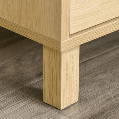 3-Drawer Chest with Rattan Cane Dimensions 80L x 40W x 80H cm E1 Class MDF Light Wood Look