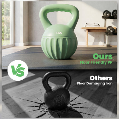 SPORTNOW Sand-Filled Kettlebell 6 kg (13.2 lb) – Green – Non-Slip Handle, Stable Base for Home Strength Training