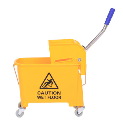 Cleaning Cart with Mop Press 20 L Bucket with Partition for Building Cleaning Hotel Yellow