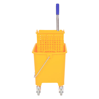 Cleaning Cart with Mop Press 20 L Bucket with Partition for Building Cleaning Hotel Yellow