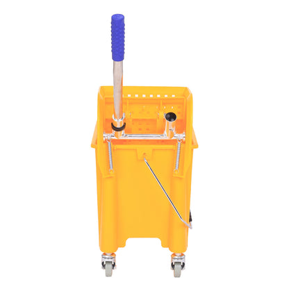 Cleaning Cart with Mop Press 20 L Bucket with Partition for Building Cleaning Hotel Yellow