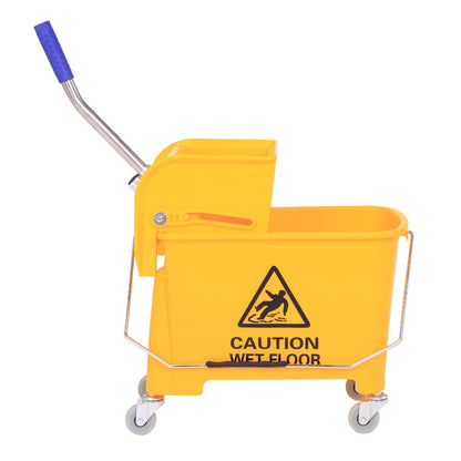 Cleaning Cart with Mop Press 20 L Bucket with Partition for Building Cleaning Hotel Yellow