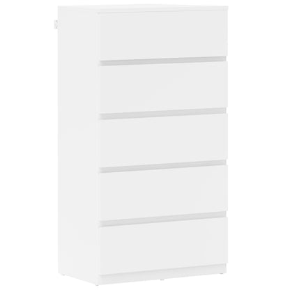 Dresser Sideboard with 5 Drawers Cloth Cabinet Modern Drawer Cabinet for Living Room Bedroom Hallway White, 55 x 34 x 100 cm