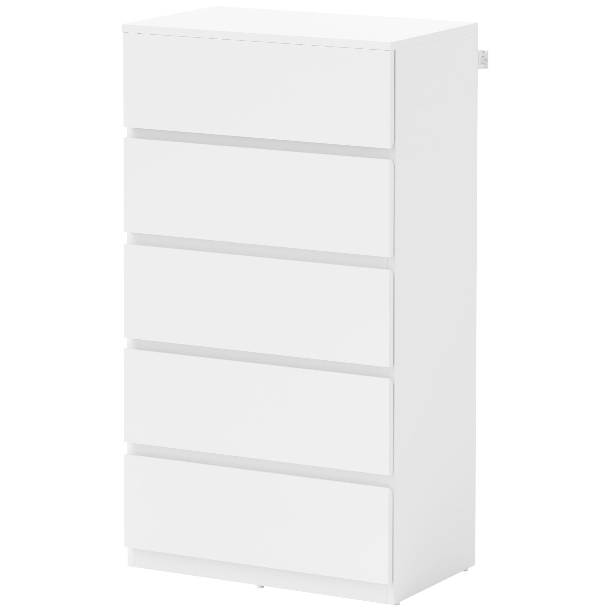 Dresser Sideboard with 5 Drawers Cloth Cabinet Modern Drawer Cabinet for Living Room Bedroom Hallway White, 55 x 34 x 100 cm