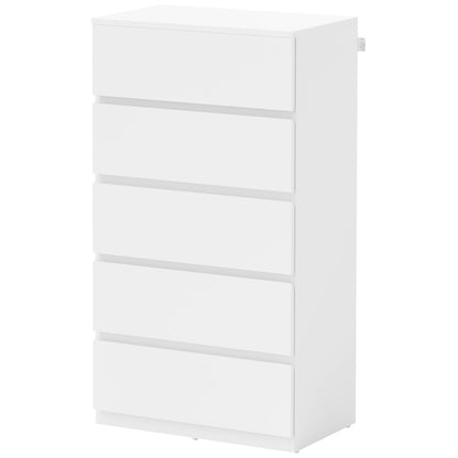Dresser Sideboard with 5 Drawers Cloth Cabinet Modern Drawer Cabinet for Living Room Bedroom Hallway White, 55 x 34 x 100 cm