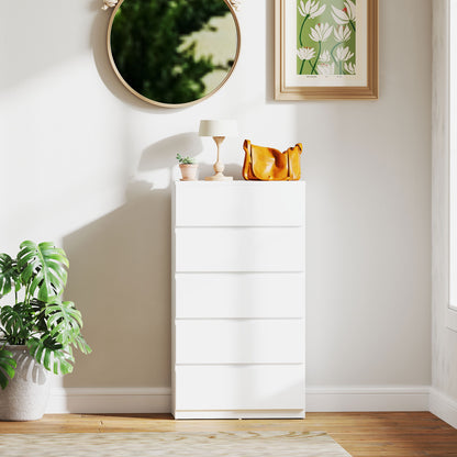Dresser Sideboard with 5 Drawers Cloth Cabinet Modern Drawer Cabinet for Living Room Bedroom Hallway White, 55 x 34 x 100 cm
