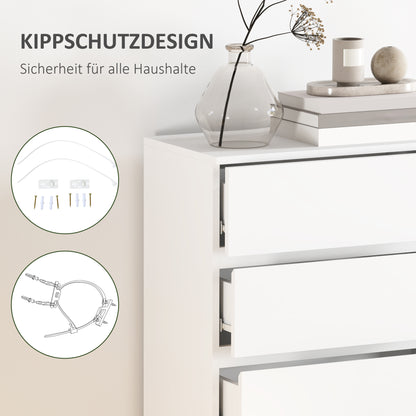 Dresser Sideboard with 5 Drawers Cloth Cabinet Modern Drawer Cabinet for Living Room Bedroom Hallway White, 55 x 34 x 100 cm