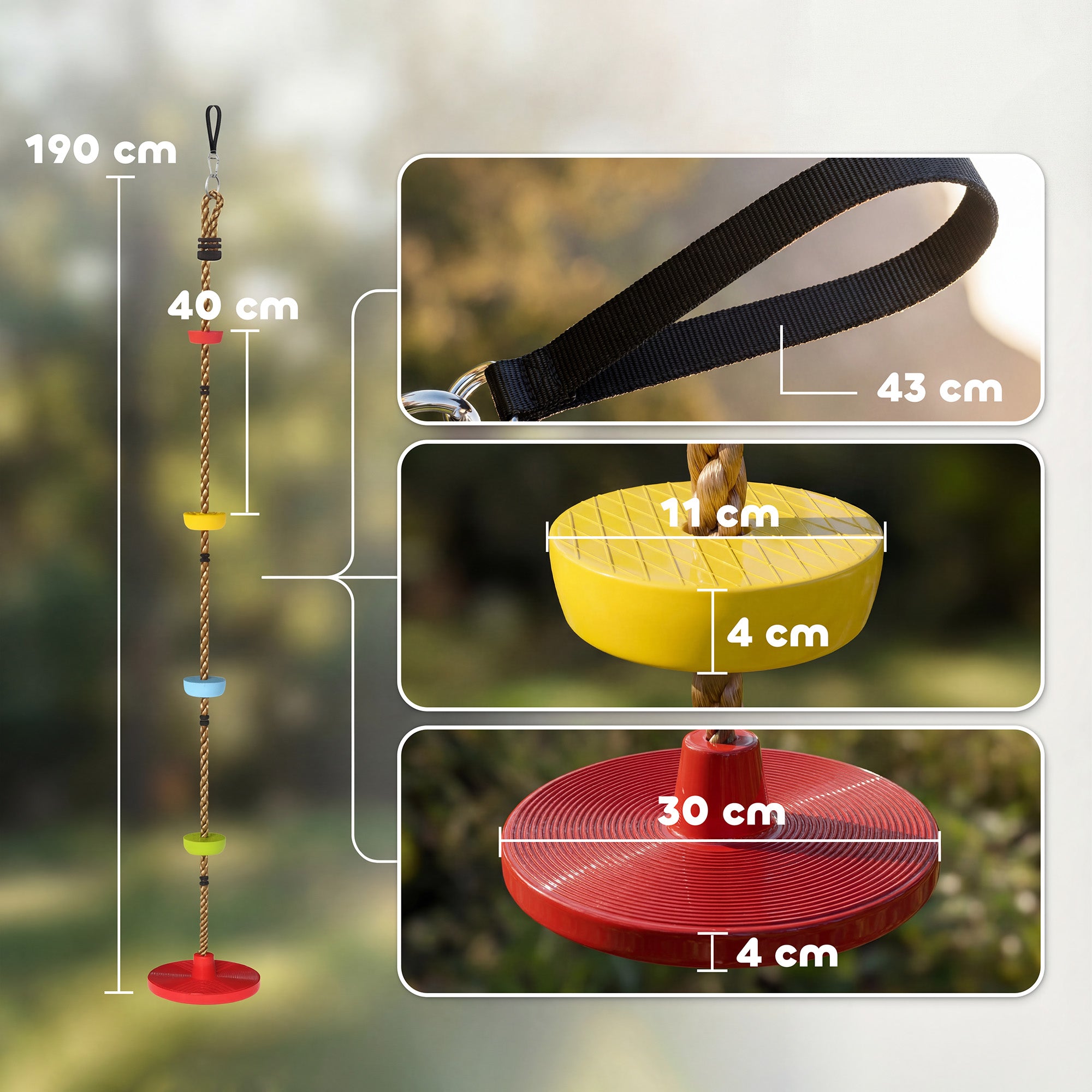 Ninja Line Kids Slackline Set with Swing & Platforms, Outdoor Play Equipment for Ages 3–8 — Red