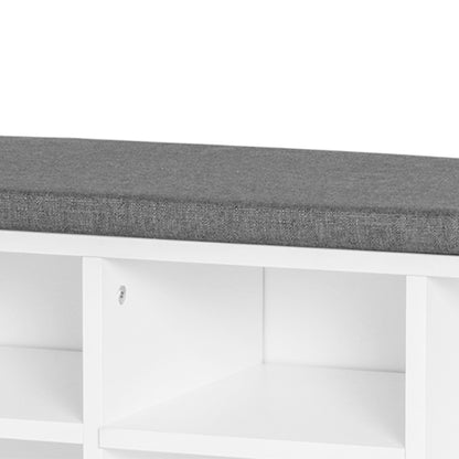 Shoe Rack Bench 8-10 Pairs of Shoes Adjustable Shelves, Particle Board, White, 104 x 30 x 48 cm