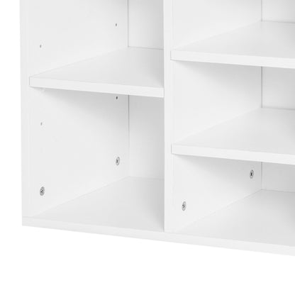 Shoe Rack Bench 8-10 Pairs of Shoes Adjustable Shelves, Particle Board, White, 104 x 30 x 48 cm