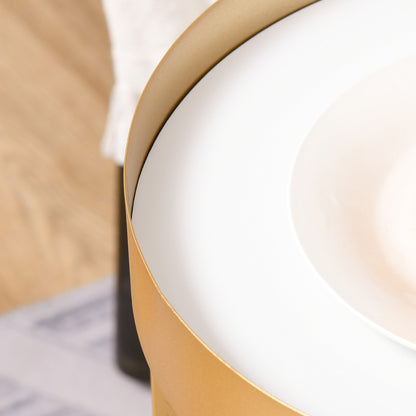 Set of 2 Modern Coffee Tables Stackable Set of 2 Center Tables Metal Structure Gold Living Room Ø39x63 cm and Ø30.8x56 cm Black and White Tabletop