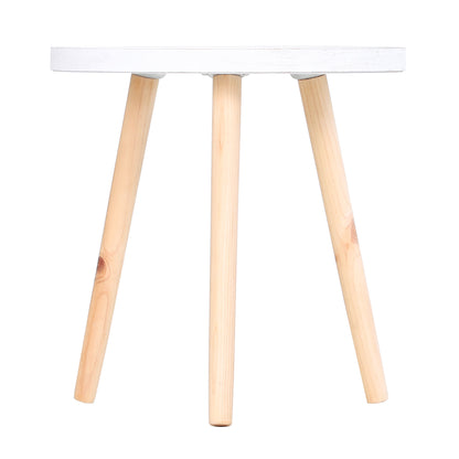 Modern Round Coffee Table, Coffee Table with Raised Edge and Three Legs, for Bedroom and Living Room, in White and Gold Wood