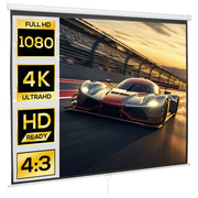 120" 4:3 Adjustable Height Projector Screen, Fabric and Metal Projection Screen, 251.8x183 cm, Black
