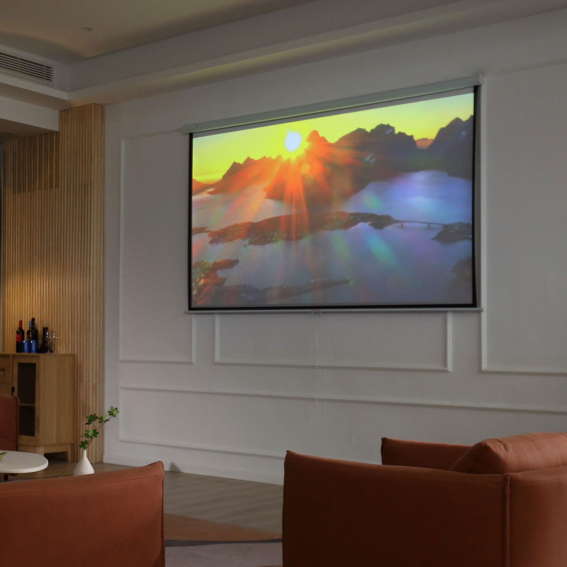 120" 4:3 Adjustable Height Projector Screen, Fabric and Metal Projection Screen, 251.8x183 cm, Black