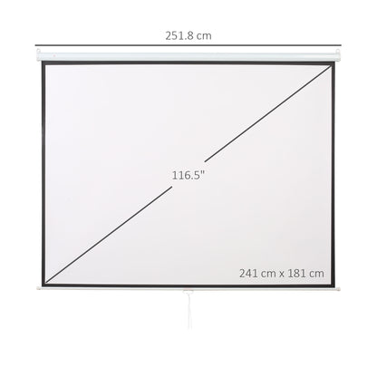 120" 4:3 Adjustable Height Projector Screen, Fabric and Metal Projection Screen, 251.8x183 cm, Black