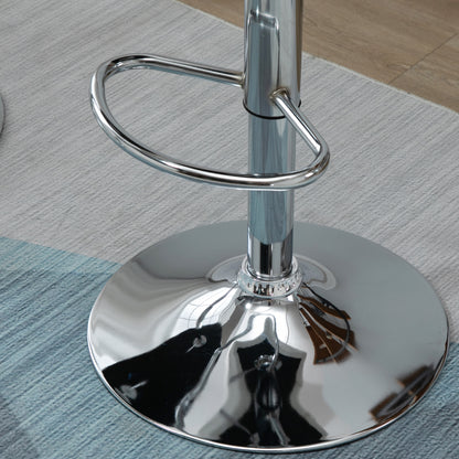 Set of 2 Bar Stools with Adjustable Height, Metal Base and PU Leather Seat, Stools with Backrest and Footrest, 51.5x57.5x93-114.5cm, White