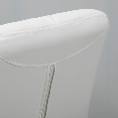 Set of 2 Bar Stools with Adjustable Height, Metal Base and PU Leather Seat, Stools with Backrest and Footrest, 51.5x57.5x93-114.5cm, White