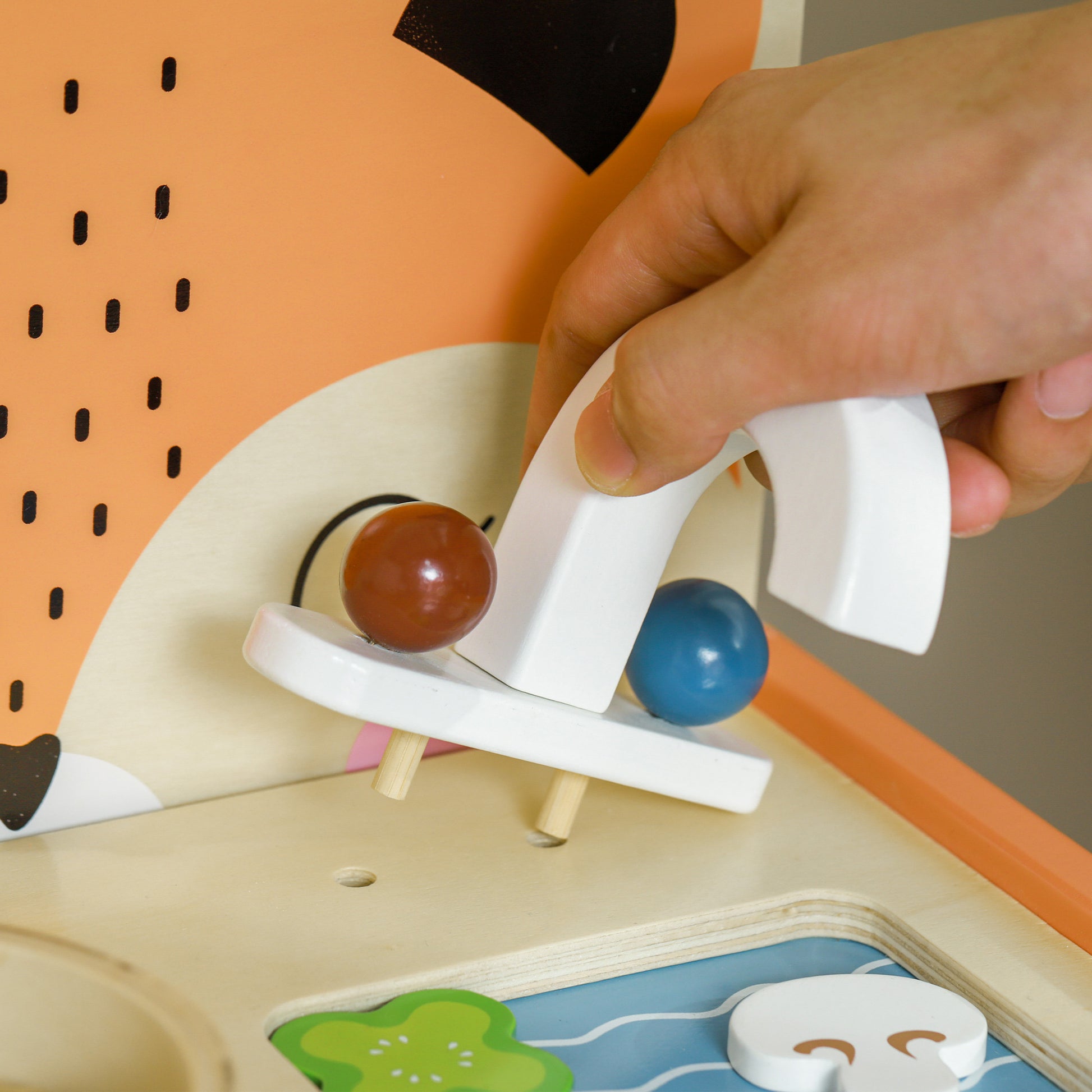 Mini Wooden Kitchen Children's Wood Kitchen with Fox Design Pretend Play Toy with 12 Accessories Pan Spatula Condiments Fruits Vegetables - for 3-5 years old