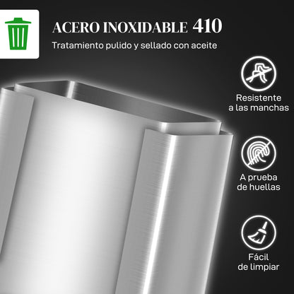 Kitchen Trash Can with 2 Compartments 2x20L Stainless Steel Trash Can with Soft-Close Lid and Removable Bucket for Bedroom Office Living Room Silver