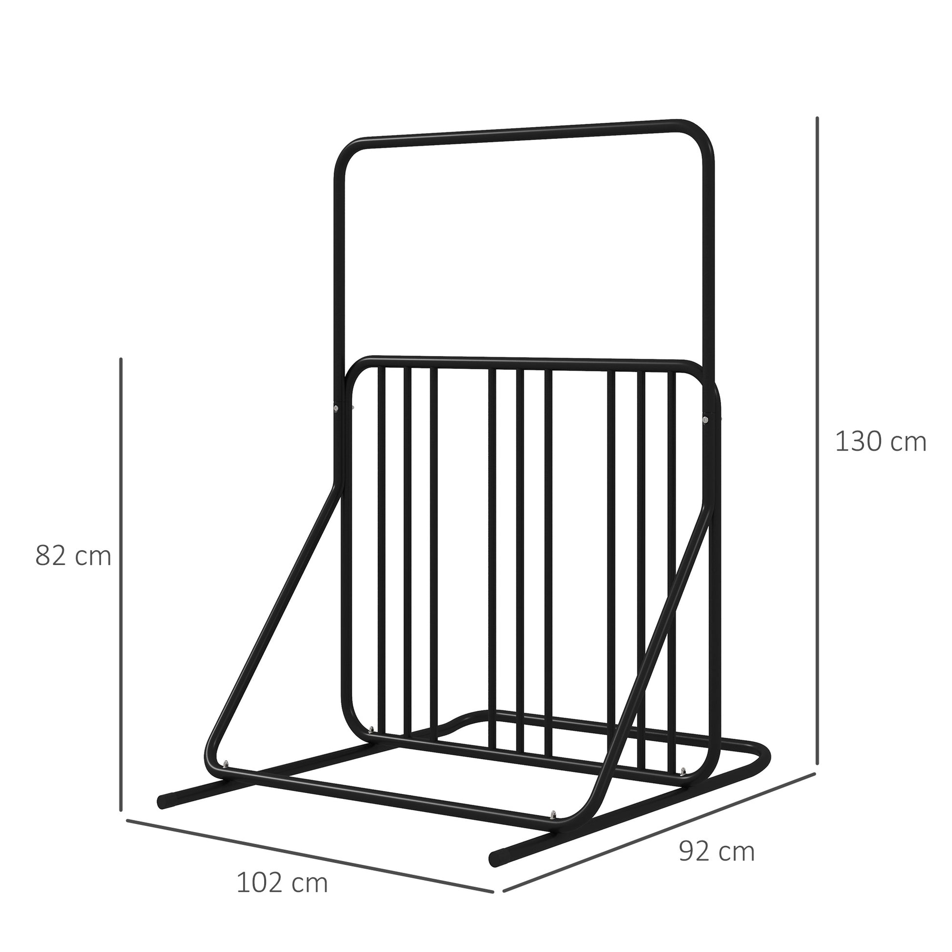 Bike Stand Bike Rack with Dual-Sided Handle Multi-Bike Stand, Weatherproof, for 4 Bikes Steel 102 x 92 x 130 cm, Black