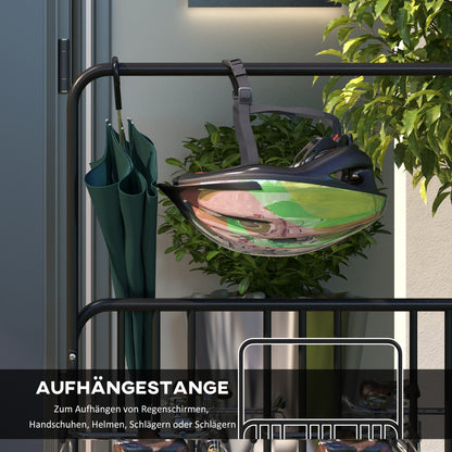 Bike Stand Bike Rack with Dual-Sided Handle Multi-Bike Stand, Weatherproof, for 4 Bikes Steel 102 x 92 x 130 cm, Black