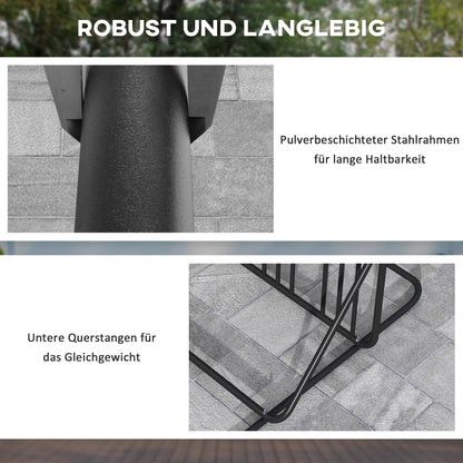 Bike Stand Bike Rack with Dual-Sided Handle Multi-Bike Stand, Weatherproof, for 4 Bikes Steel 102 x 92 x 130 cm, Black