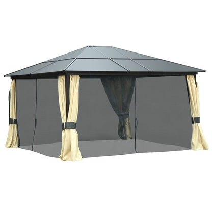 Luxury Pavilion Garden Gazebo Aluminum Party Tent Garden Tent with Translucent PC Roof 420 x 360 x 275 cm