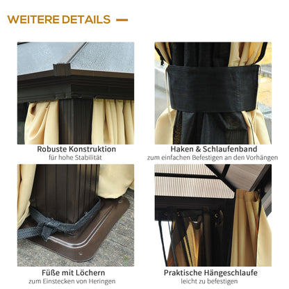 Luxury Pavilion Garden Gazebo Aluminum Party Tent Garden Tent with Translucent PC Roof 420 x 360 x 275 cm