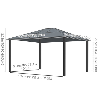 Luxury Pavilion Garden Gazebo Aluminum Party Tent Garden Tent with Translucent PC Roof 420 x 360 x 275 cm