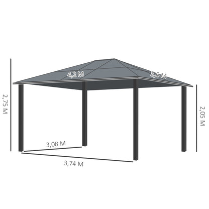 Luxury Pavilion Garden Gazebo Aluminum Party Tent Garden Tent with Translucent PC Roof 420 x 360 x 275 cm