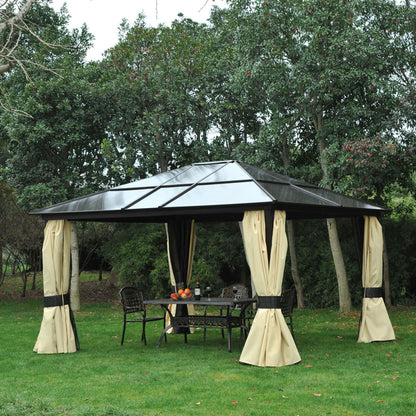 Luxury Pavilion Garden Gazebo Aluminum Party Tent Garden Tent with Translucent PC Roof 420 x 360 x 275 cm