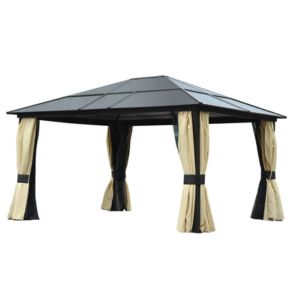 Luxury Pavilion Garden Gazebo Aluminum Party Tent Garden Tent with Translucent PC Roof 420 x 360 x 275 cm