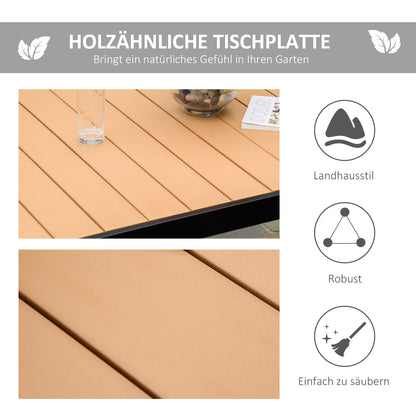 Garden Table for 6 Persons Dining Table Aluminum Table Garden Furniture Lounge Furniture Easy-care Plastic Natural+Black 140 x 90 x 74 cm