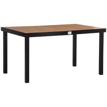 Garden Table for 6 Persons Dining Table Aluminum Table Garden Furniture Lounge Furniture Easy-care Plastic Natural+Black 140 x 90 x 74 cm