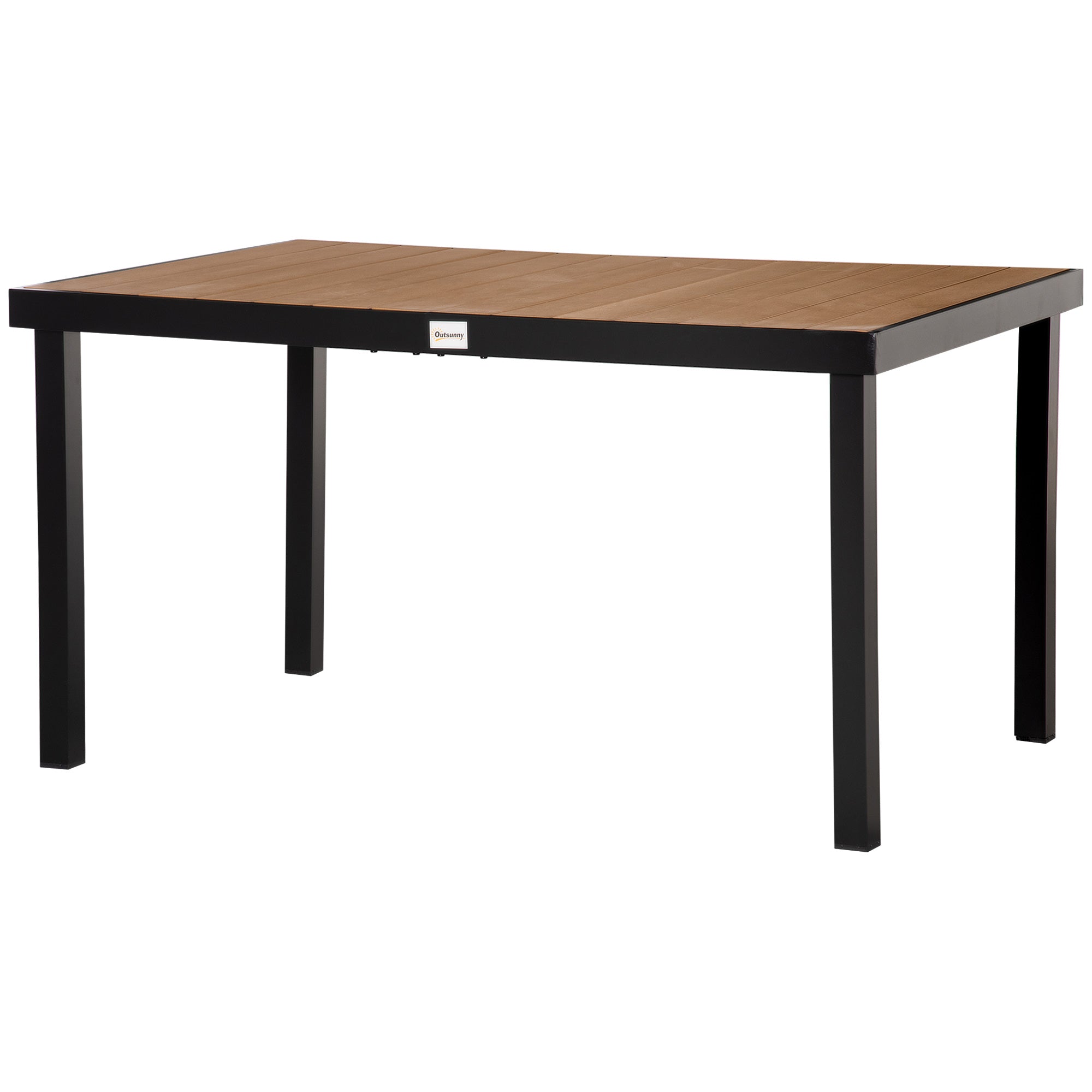 Garden Table for 6 Persons Dining Table Aluminum Table Garden Furniture Lounge Furniture Easy-care Plastic Natural+Black 140 x 90 x 74 cm