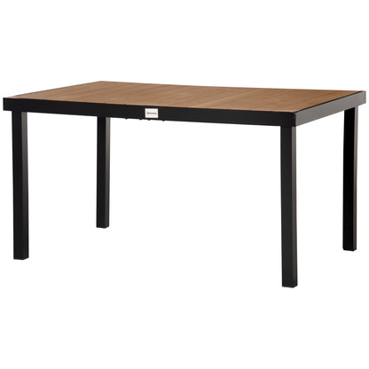 Garden Table for 6 Persons Dining Table Aluminum Table Garden Furniture Lounge Furniture Easy-care Plastic Natural+Black 140 x 90 x 74 cm