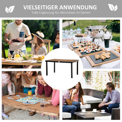 Garden Table for 6 Persons Dining Table Aluminum Table Garden Furniture Lounge Furniture Easy-care Plastic Natural+Black 140 x 90 x 74 cm