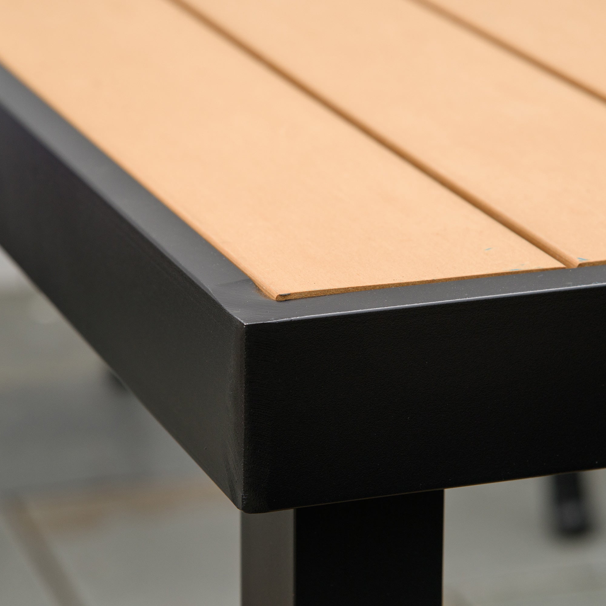 Garden Table for 6 Persons Dining Table Aluminum Table Garden Furniture Lounge Furniture Easy-care Plastic Natural+Black 140 x 90 x 74 cm