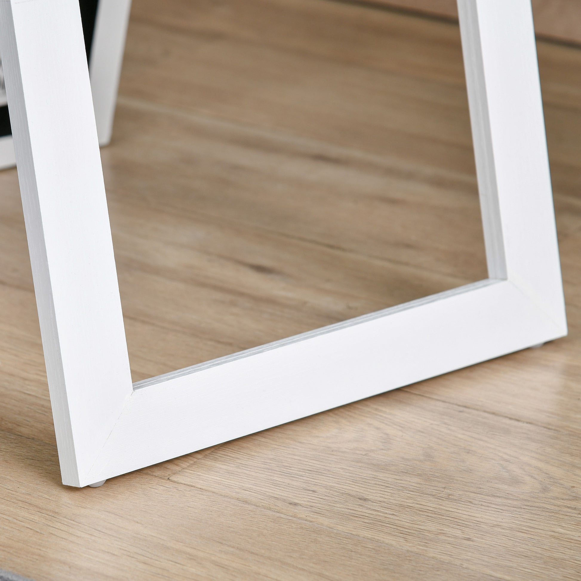 Full Length Mirror with Foldable Stand, 37x154 cm Vertical Mirror with Frame, Wall Mount Holes and Anti-Explosion Film, for Bedroom, Living Room, Entryway, White