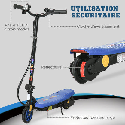 120W Foldable Electric Scooter for Kids 7-14 Years Old 12 Km/h Max Speed 10 Km Max Range Blue