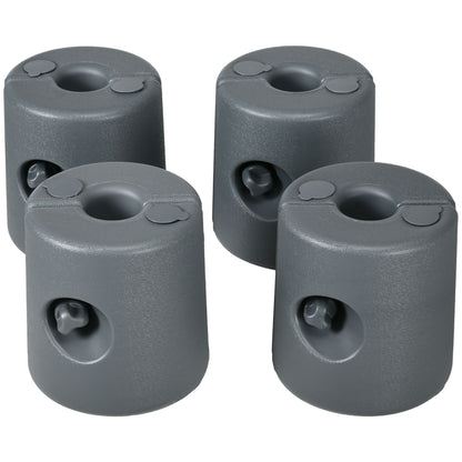 Set of 4 Pop-Up Canopy Leg Weights — Fill with Water or Sand, HDPE Ground Weights with Security Screws, Gray