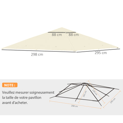 Replacement Canopy for Gazebo Pergola Tent Garden Roof Replacement Fabric High Density 180g/m² Anti-UV 3 x 3m Cream