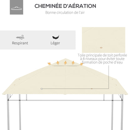 Replacement Canopy for Gazebo Pergola Tent Garden Roof Replacement Fabric High Density 180g/m² Anti-UV 3 x 3m Cream