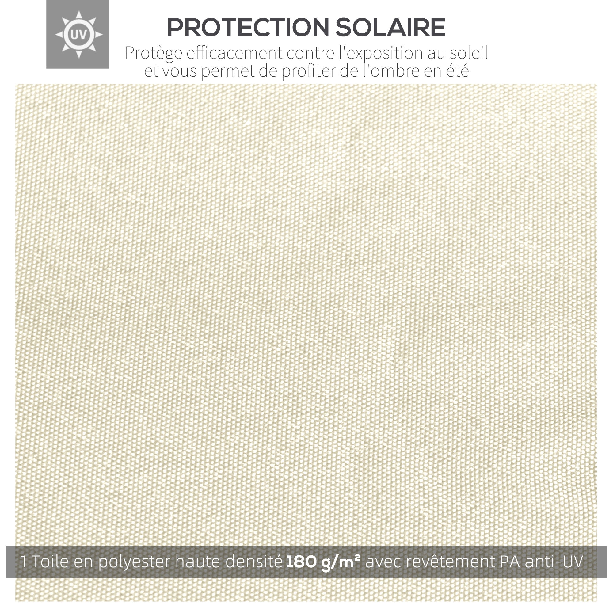 Replacement Canopy for Gazebo Pergola Tent Garden Roof Replacement Fabric High Density 180g/m² Anti-UV 3 x 3m Cream
