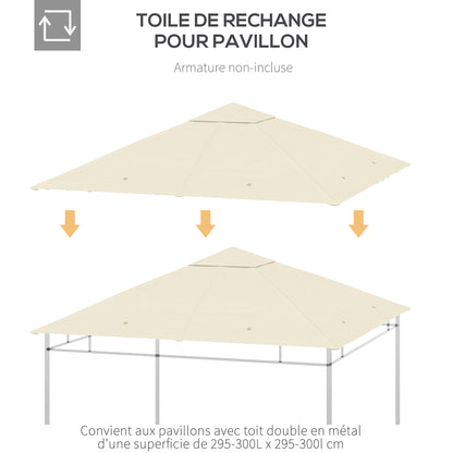 Replacement Canopy for Gazebo Pergola Tent Garden Roof Replacement Fabric High Density 180g/m² Anti-UV 3 x 3m Cream