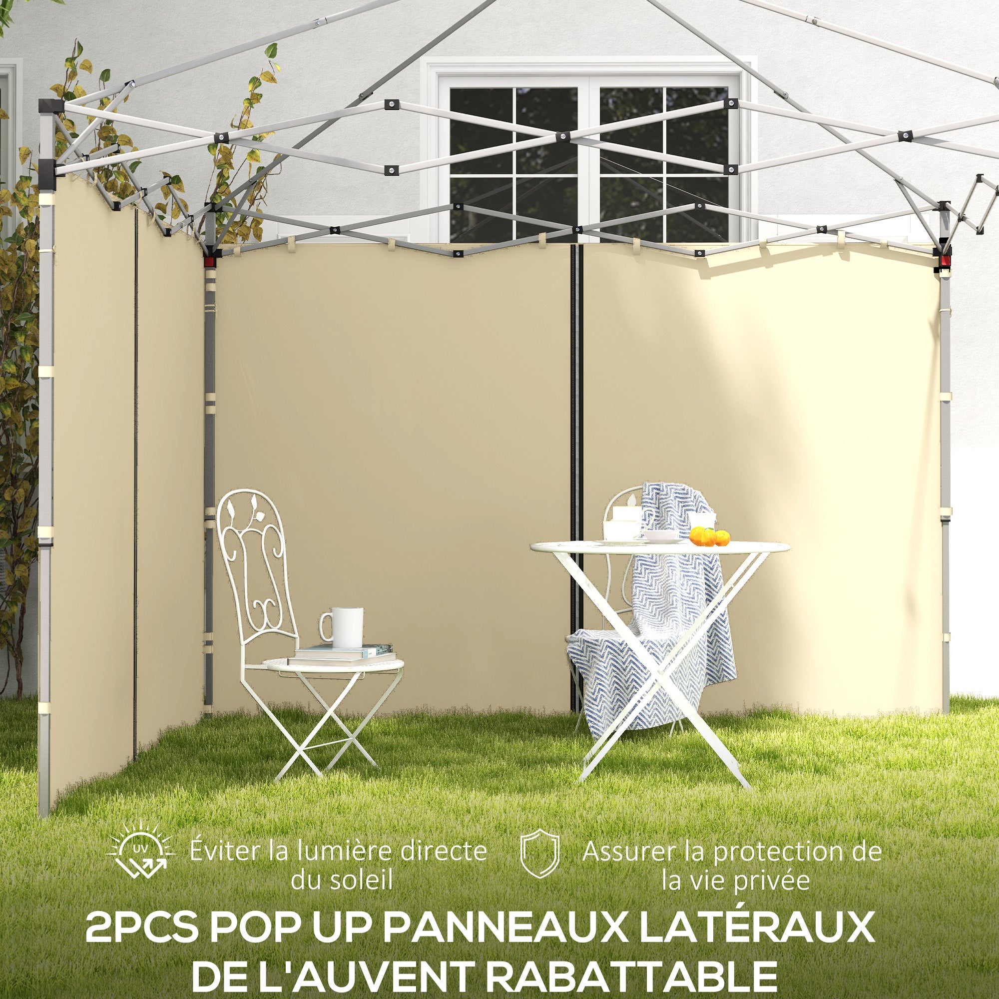 Replacement Side Panels for Gazebo Walls 3 x 3 or 3 x 6 m 2 Pieces Beige