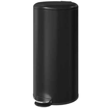 30 L Step Trash Can with Lid and Foot Pedal, Removable Inner Bin, Soft-Close for Living Room, Office — Black, 36 x 30 x 63.5 cm (14.2 x 11.8 x 25.0 in)